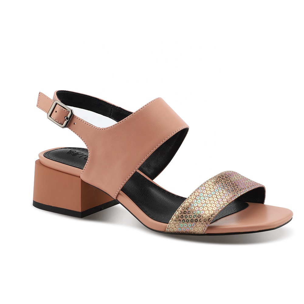 Летние женские босоножки на толстом квадратном каблуке с пряжкой и мягкой подошвой из искусственной кожи