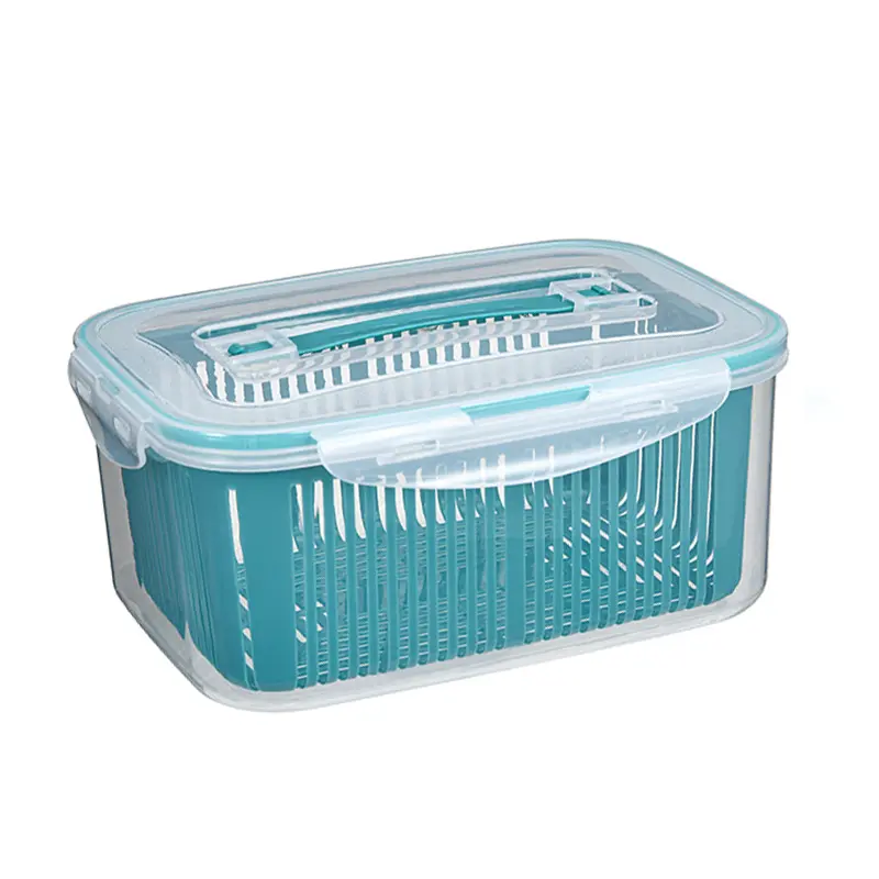 Boîte de rangement en plastique de grande capacité avec couvercle Boîte de rangement fraîche scellée réfrigérée pour légumes et fruits du réfrigérateur, vente en gros