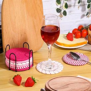 Sous-verres et sets de table écologiques en corde de coton faits à la main – Achat en gros disponible – Lot de 8 pièces avec support - Product Image 3