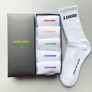 สินค้าใหม่ ออกแบบโลโก้เอง ถุงเท้าผู้ชาย ถุงเท้าผู้หญิง ถุงเท้า 5 คู่ ชุดในกล่องของขวัญ