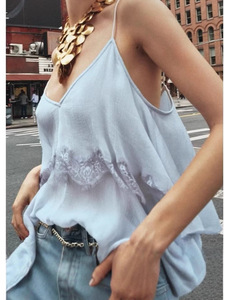 Débardeur Femme Style <span class=keywords><strong>Euro</strong></span>-Américain Nouvelle Collection Printemps 2026, Qualité Supérieure, Décoration Dentelle, Bretelles Ajustables, Col en V Profond - Product Image 4
