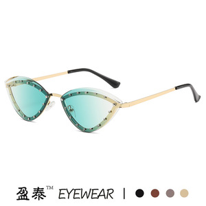 แว่นตา แว่นกันแดดทรงแคทอาย กรอบโลหะ สีทอง ป้องกันรังสียูวี 400 สไตล์แฟชั่นสตรี - Product Image 4