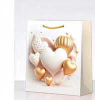 Sacs cadeaux en papier avec impression de cœur 3D, pour la Saint-Valentin, les mariages, les anniversaires, les fêtes, les sacs de shopping avec poignée en corde, vente en gros