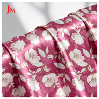 Tissu satiné en polyester de luxe à motif floral imprimé sur mesure, vente en gros pour vêtements féminins