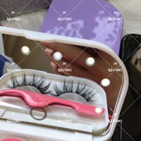 Boîte d'emballage de faux cils en plastique portable réutilisable avec miroir led pour le stockage des cils