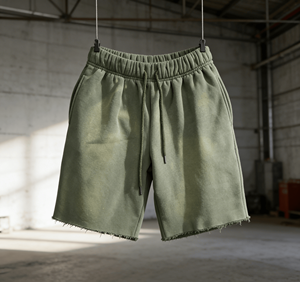 Pantalones Cortos de Algodón Oversize con Cordón para Verano, Estampado Vintage Personalizado OEM, de Tela Pesada con Lavado Ácido para Hombre - Product Image 1