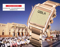 Vente directe d'usine, montre Al Fajr en acier inoxydable rose gold, horloge personnalisée, montre de prière islamique Azan ALZUHR507