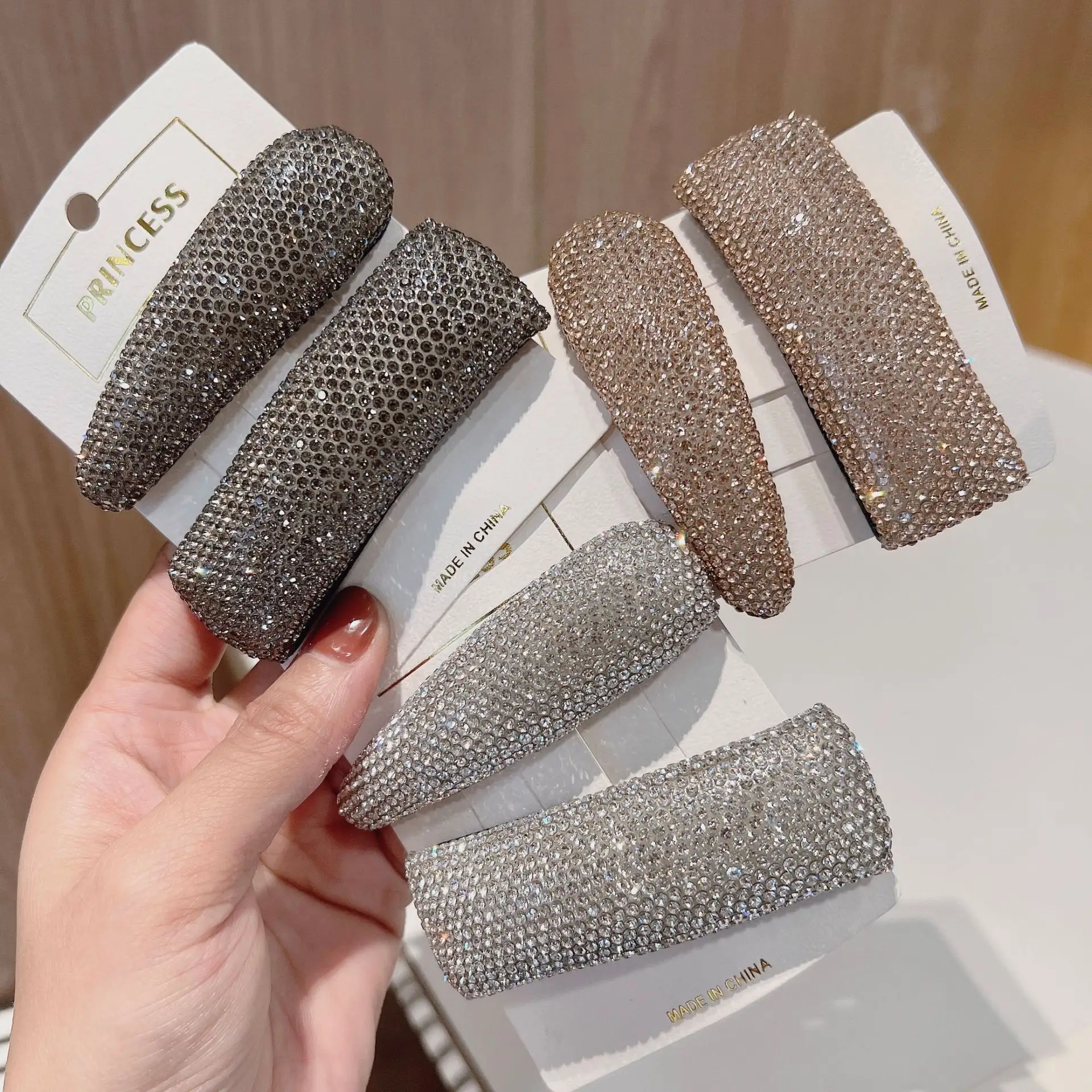 Glitter Kristal Strass Haarclip Full Diamant Waterdruppel Haarspeld Meisjes Feest Glanzende Baret Luxe Vrouwen Haaraccessoires