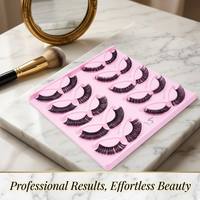10 paires de faux cils en cheveux synthétiques, 2 styles, 3D, denses, effilés, croisés, évasés, réutilisables, plateau rose, 20 pièces, vente en gros, pour femmes
