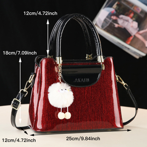 New Patent Leather Women's Handbags Fashionable All-Match Shoulder Crossbody Cute <b>Sequined</b> Zipper Bucket Bags - Product Image 6