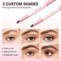 Crayon à sourcils double embout personnalisé avec logo, imperméable, longue tenue, anti-bavures, pour un look naturel, avec brosse intégrée, vente en gros