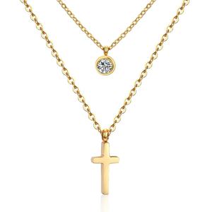 Custom <b>Simple</b> Design High Quality Multiple Options Stainless Steel Pendant Fashion 18K <b>Gold</b> Plated Cross <b>Necklace</b> - Product Image 6