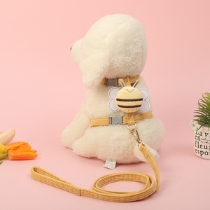 Hot Sale H Chest Strap Teddy Dog <strong>Cat</strong> Rope Leash Adjustable Pet Vest <strong>Harness</strong> Leash Set with Bee Doll - Product Image 3