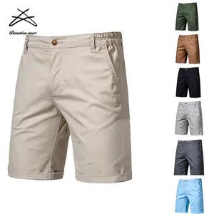 New men's high quality men classic summer khaki cotton elastic waist fifth pants shorts casual short pants trousers