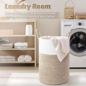 2 шт. Складные пластиковые корзины для белья подвесные, имитация ротанга, многофункциональные, промышленные, белые, коричневые - Product Image 2