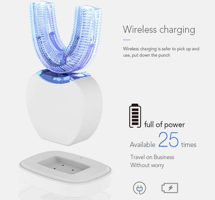 Amazon Hot Sale 360 Degree Automatic Silicone Toothbrush Rechargeable Sonic Electric Toothbrush