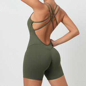 ผู้หญิงฟิตเนสJumpsuitsแฟชั่นP Laysuit One Pieceยิมกางเกงขาสั้นBodysuitsเซ็กซี่กลับโยคะสวมJumpsuit One Pieceสําหรับผู้หญิง