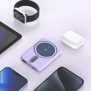Banco De Potencia изысканный дизайн мини-внешний аккумулятор для мобильного телефона фиолетовый 5000 мАч Беспроводной магнитный блок питания для мобильного телефона - Product Image 6