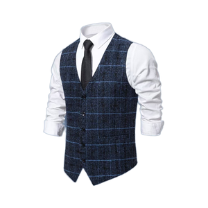 Chaleco de Traje Formal a Cuadros para Hombre, Venta al Por Mayor de Fábrica, Personalizado para Invierno - Product Image 1