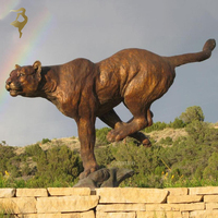 Décoration extérieure de grande taille pour animaux sauvages, sculpture de lion de montagne en bronze cougar léopard