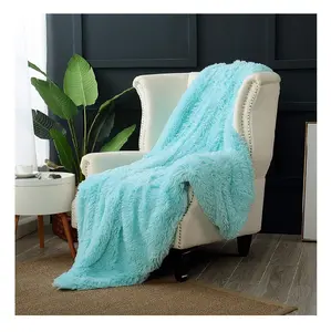 Fluffy Scrunch Warm Elastic Spandex Tie Dye Rabbit Mink Blanket Luxury Winter PV Faux Fur Winter Mink Blankets