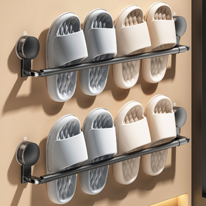 Estante para zapatillas con ventosa, montado en la pared, telescópico, para almacenamiento de zapatos en el baño, capacidad para 4-5 pares, material PP - Product Image 1
