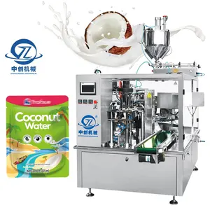 Rotary Bag Doy Pack Chocolate Syrup Coconut Water Beverage Juice Liquid Doypack Pouch Filling and Sealing Packaging Machine