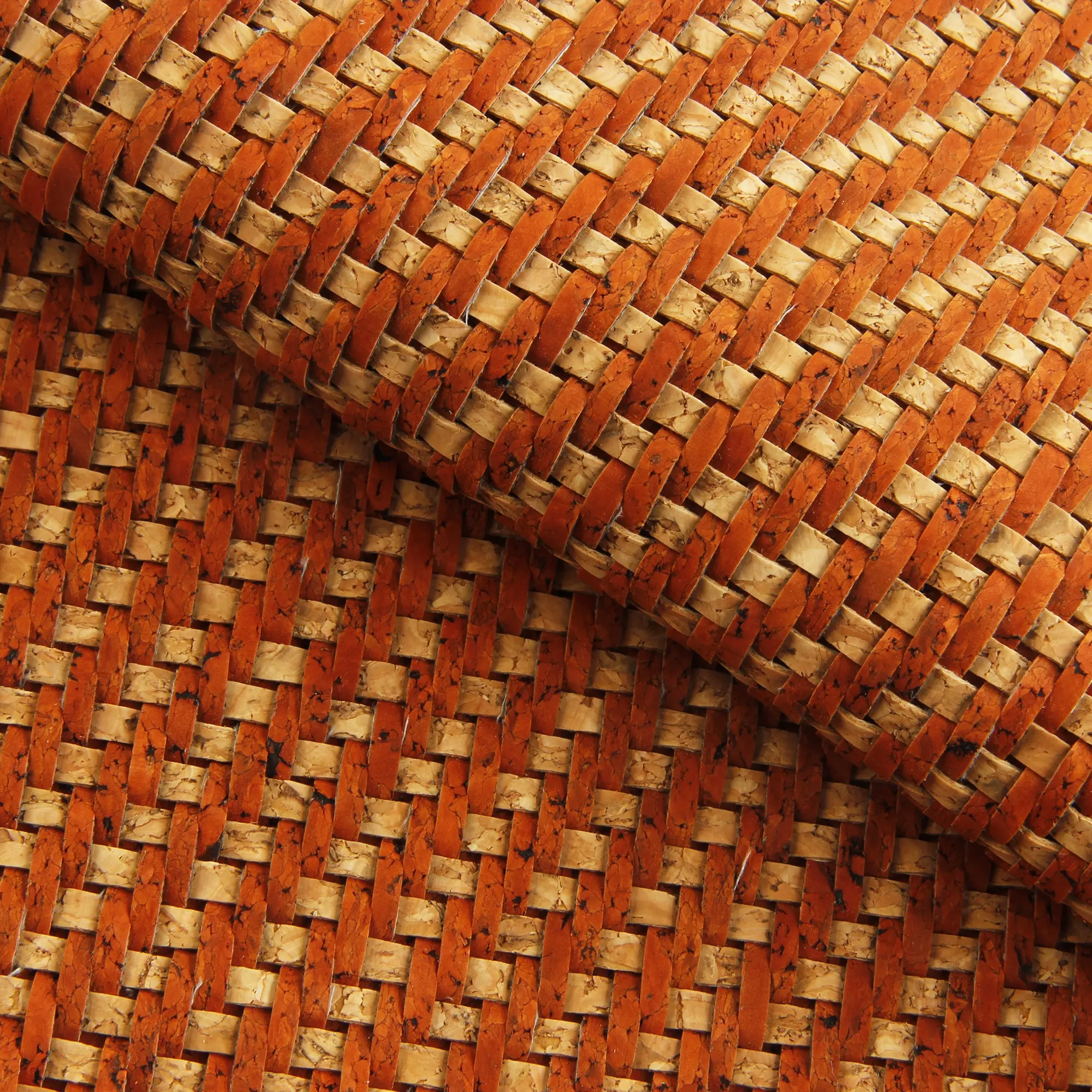 Personalizar tecer tecido cortiça vermelha atacado natrual matéria-prima cortiça material têxtil couro sintético correias tecidas para fazer sacos