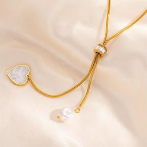 Collana di perle estive da donna con ciondolo in acciaio inossidabile con nappa Love Clavicle gioielli di moda transfrontalieri - Product Image 6