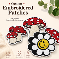 Petits patchs mignons en forme de champignons, patchs thermocollants en forme de rose, fleurs pour vêtements, patchs brodés pour chapeaux, ensemble cadeau de badges