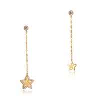 Bijoux fins de luxe, bracelet, collier et boucles d'oreilles en argent 925 plaqué or 18 carats avec étoiles en zircon pour jeunes femmes et filles