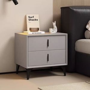 Mesita de Noche Denlais Color Blanco Hueso, Gabinete Moderno para Dormitorio con 2 Cajones y Ruedas - Product Image 2