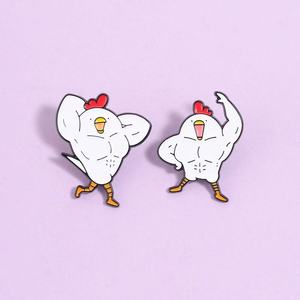Al por mayor: Broches <span class=keywords><strong>de</strong></span> metal <span class=keywords><strong>de</strong></span> gallo musculoso <span class=keywords><strong>de</strong></span> dibujos animados, divertidos accesorios <span class=keywords><strong>de</strong></span> insignias <span class=keywords><strong>de</strong></span> pollo fitness, insignias tipo pin - Product Image 3