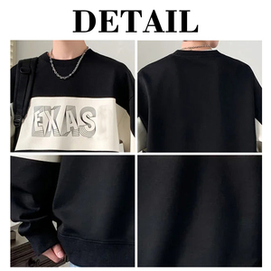 Sweat-shirt décontracté pour homme KingSen de haute qualité, 100% coton, coupe ample, épaules tombantes, col rond, patchwork coloré - Product Image 6