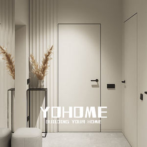 Porte intérieure sans cadre rouge de Foshan Top Manufacturer avec charnières invisibles, portes intérieures avec charnières invisibles, porte invisible apprêtée - Product Image 5