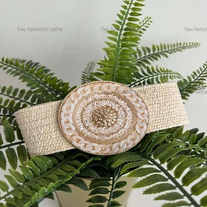 Usine En Gros Bohême Tropical Vacances Mode PP Paille Tressé <span class=keywords><strong>Ceinture</strong></span> Élastique Femmes Ceintures <span class=keywords><strong>Raphia</strong></span> Ceintures - Product Image 1