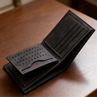 Dompet Kartu Windows Money Pockets, Lipat Pendek untuk Bisnis, Kulit PU Anti Maling RFID, Desain Benang Terbuka, Aksen Berlian Poliester