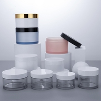 Pot en plastique transparent pour animaux de compagnie 500 ml 30 ml 50 g 60 80 ml 100 g 120 ml 200 ml 250 g 300 ml Contenant cosmétique pour crème avec couvercle noir