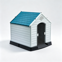 Petite niche pour chien en plastique avec toit bleu, design moderne, facile à nettoyer, imperméable, abri extérieur pour chiots de petite taille