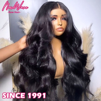 Nouvelle perruque sans colle NewWave HD en cheveux vierges vietnamiens, double épaisseur, ondulée, avec dentelle frontale, luxe original pour femmes noires
