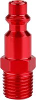 MAXIWORLD 1/4-Inch NPT Male Hitam Merah Aluminium Fitting Kompresor Udara Industri Plug Pneumatik 0-300psi