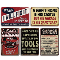 Juego de Letreros Metálicos con Temática de Garaje Vintage, Decoración Retro para Pared de Garaje, Taller o Cuarto de Hombre