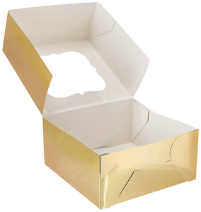 Hộp bánh trong suốt vàng trắng Tùy chỉnh màu 10x10x5 inch Bìa Giấy Bánh Bao bì hộp với cửa sổ và bảng bánh - Product Image 5