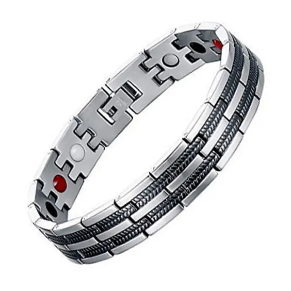 Hot Sale Wholesale Two Tone Black Plated Healing Stainless Steel Magnetic Bracelets For Men