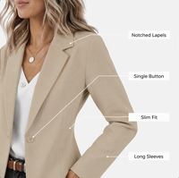 Blazer pour femme en tissu uni respirant à col mandarin avec fermeture à bouton unique