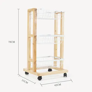 3 Tier Bathroom Organizers Rolling Utility Cart Slide Out Storage Shelves Mobile Shelving Unit Organizer