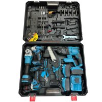 DERUIDA20V Ensemble d'outils industriels sans fil 6-en-1 : perceuse, clé à chocs, meuleuse d'angle, outils à main sans balais pratiques pour professionnels, avec mallette de transport rigide