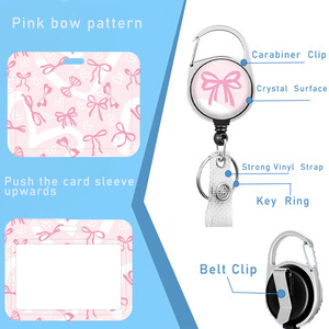 Cross-border <b>bow</b> carabiner epoxy badge scroll with horizontal and vertical card sleeves, double-sided UV printing push-fit ID - Product Image 3