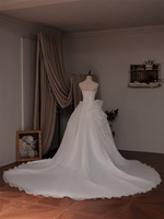 MZD05212 Gaun Pengantin Organza Bunga 3d Tanpa Lengan Mawar Buatan Tangan Model A-Line