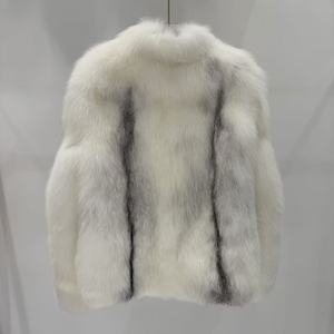 Giacca da <span class=keywords><strong>Donna</strong></span> di Lusso Bianca e <span class=keywords><strong>Nera</strong></span>, Cappotto Corto in <span class=keywords><strong>Pelliccia</strong></span> di Volpe Sintetica, Best Seller - Product Image 2